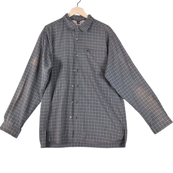 *Flaw* The North Face Men’s Plaid Shirt Size L Brown Gray Gorpcore Trailcore - Picture 1 of 9